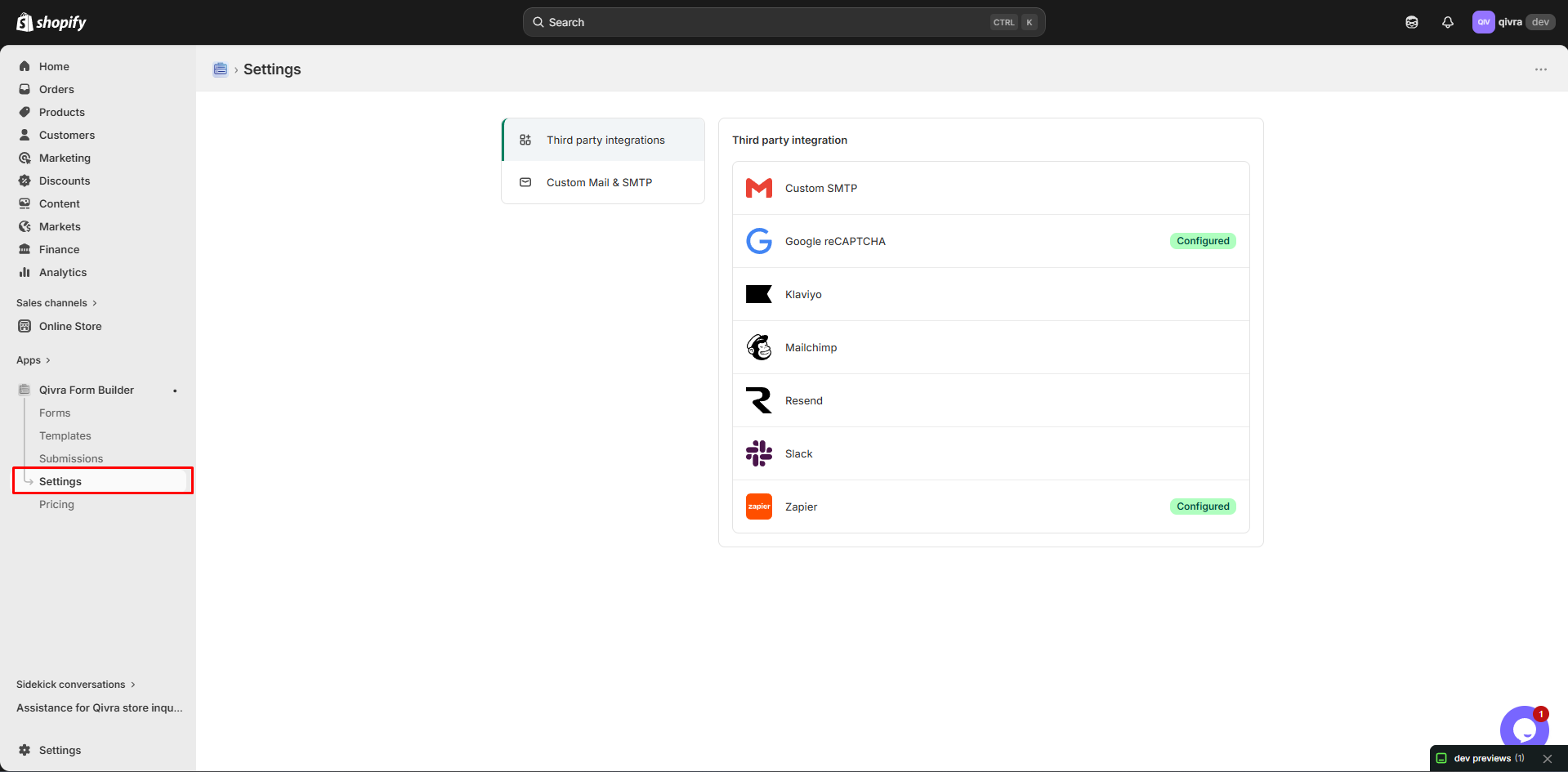 email settings