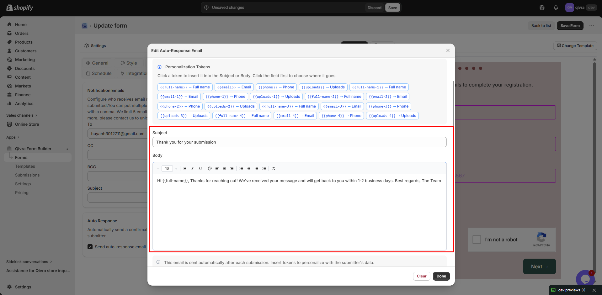 email template