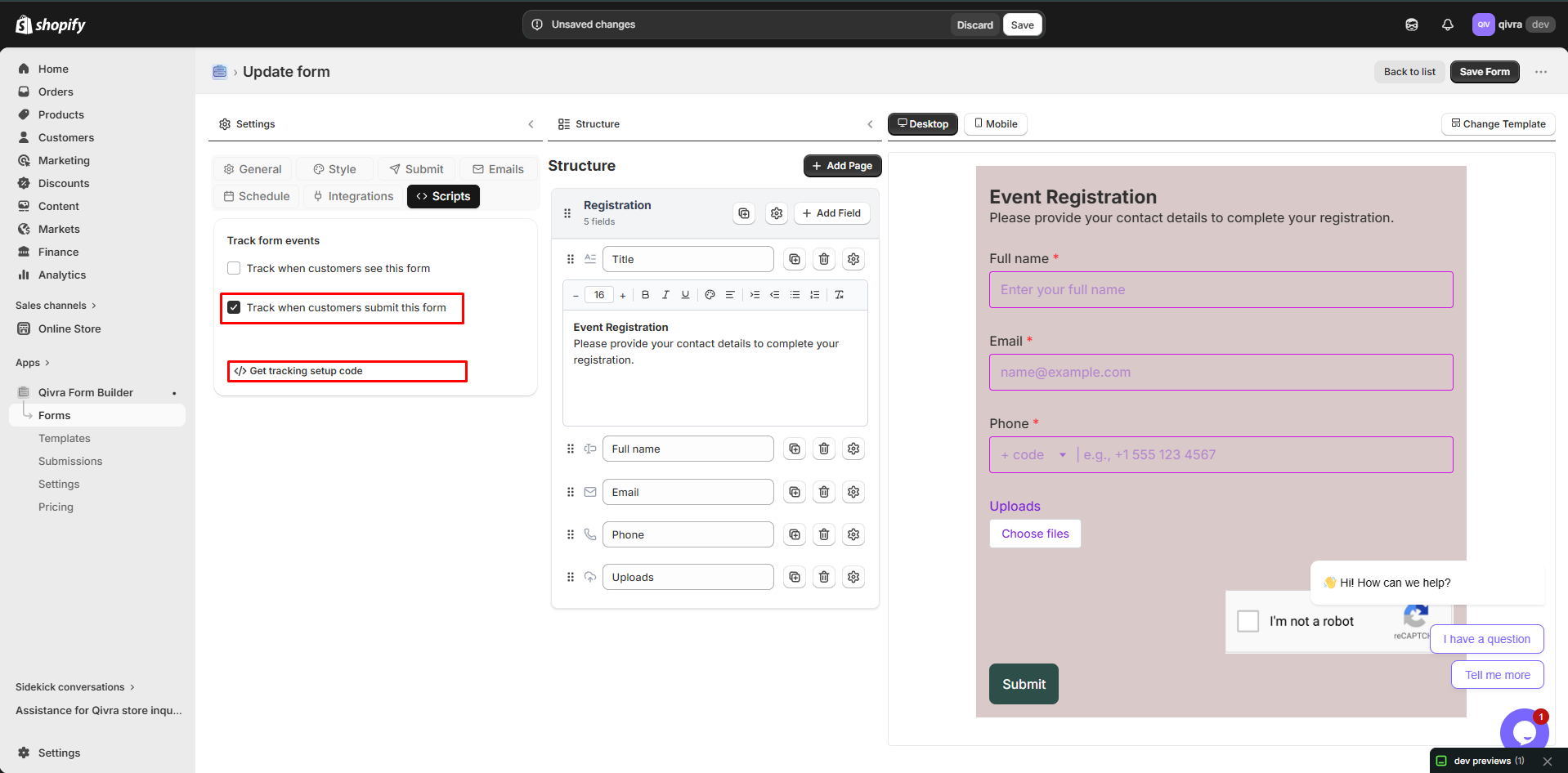form tracking