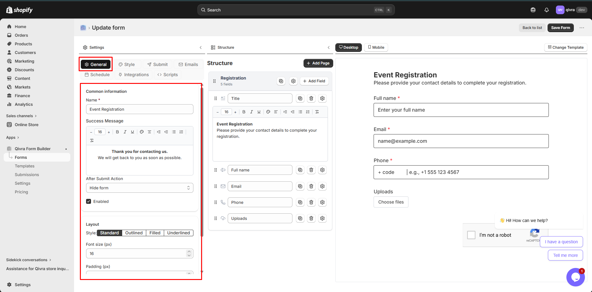 form builder interface