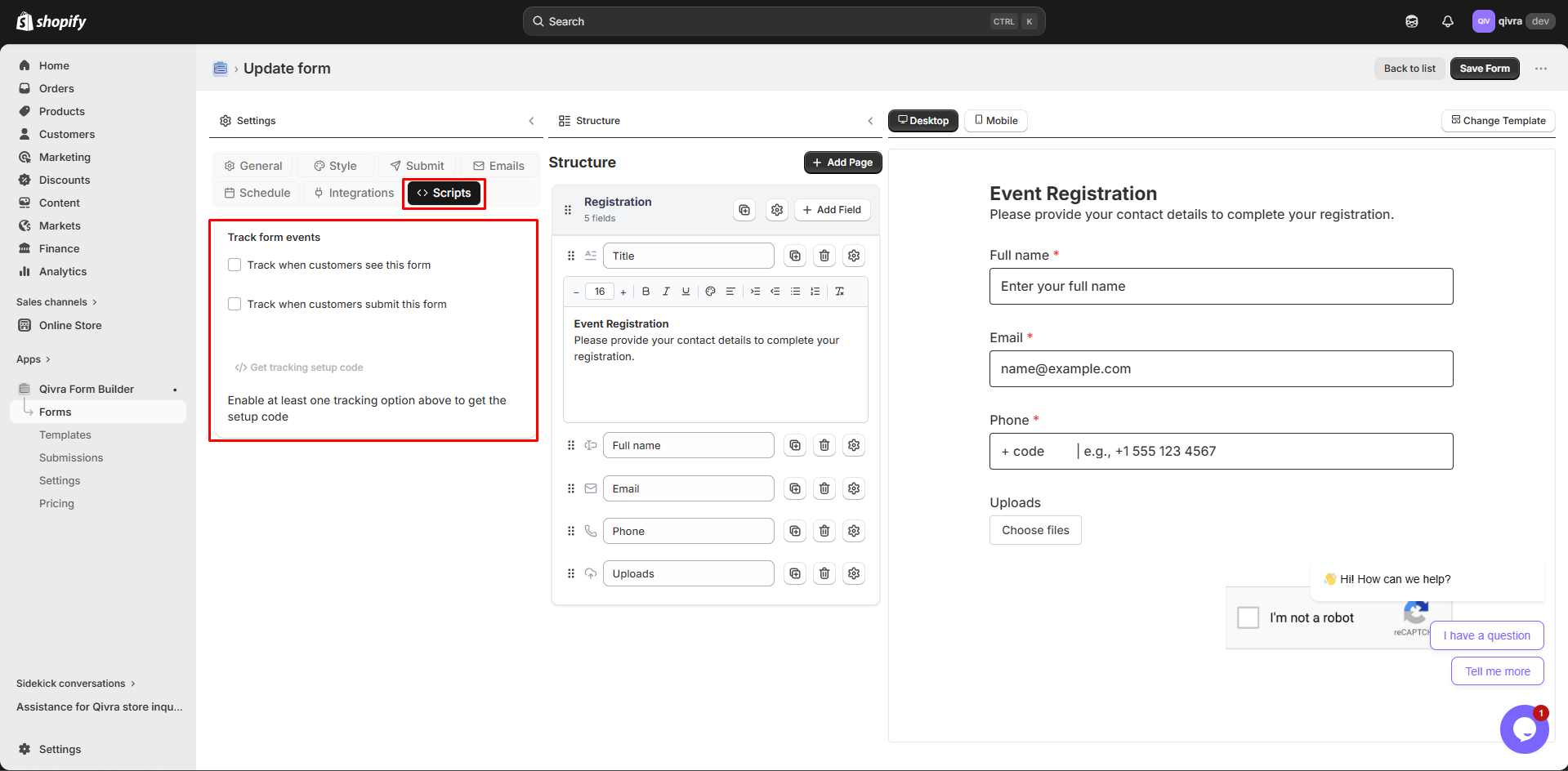 form builder interface