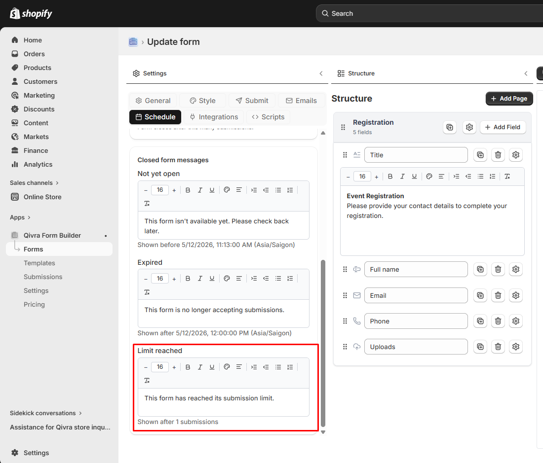 form scheduling