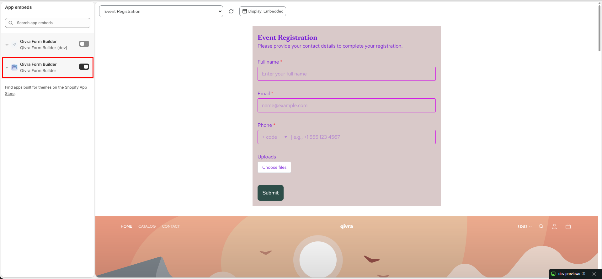 enable app embed