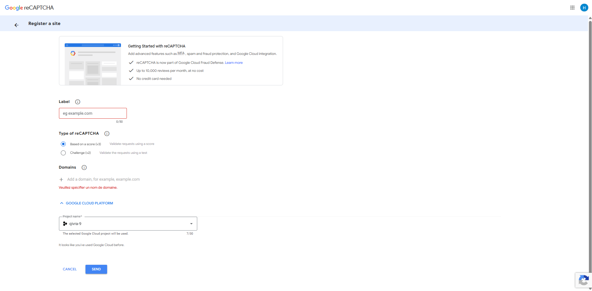 setup google reCAPTCHA