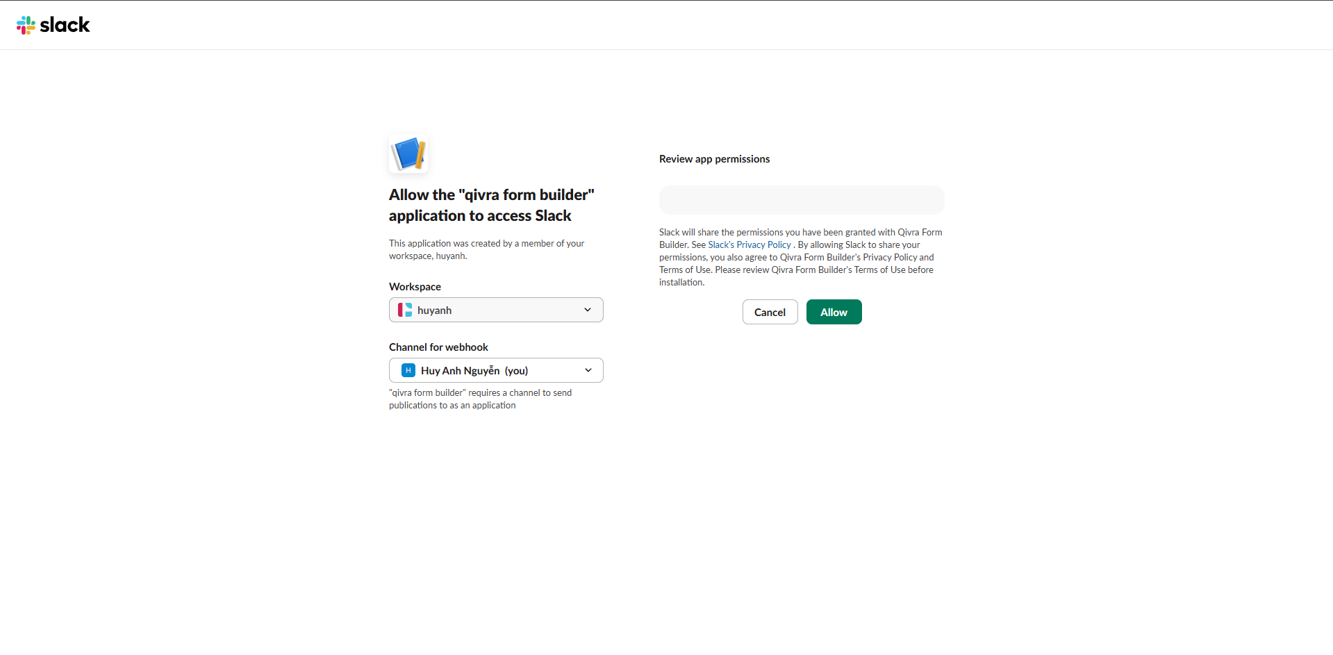 setup slack