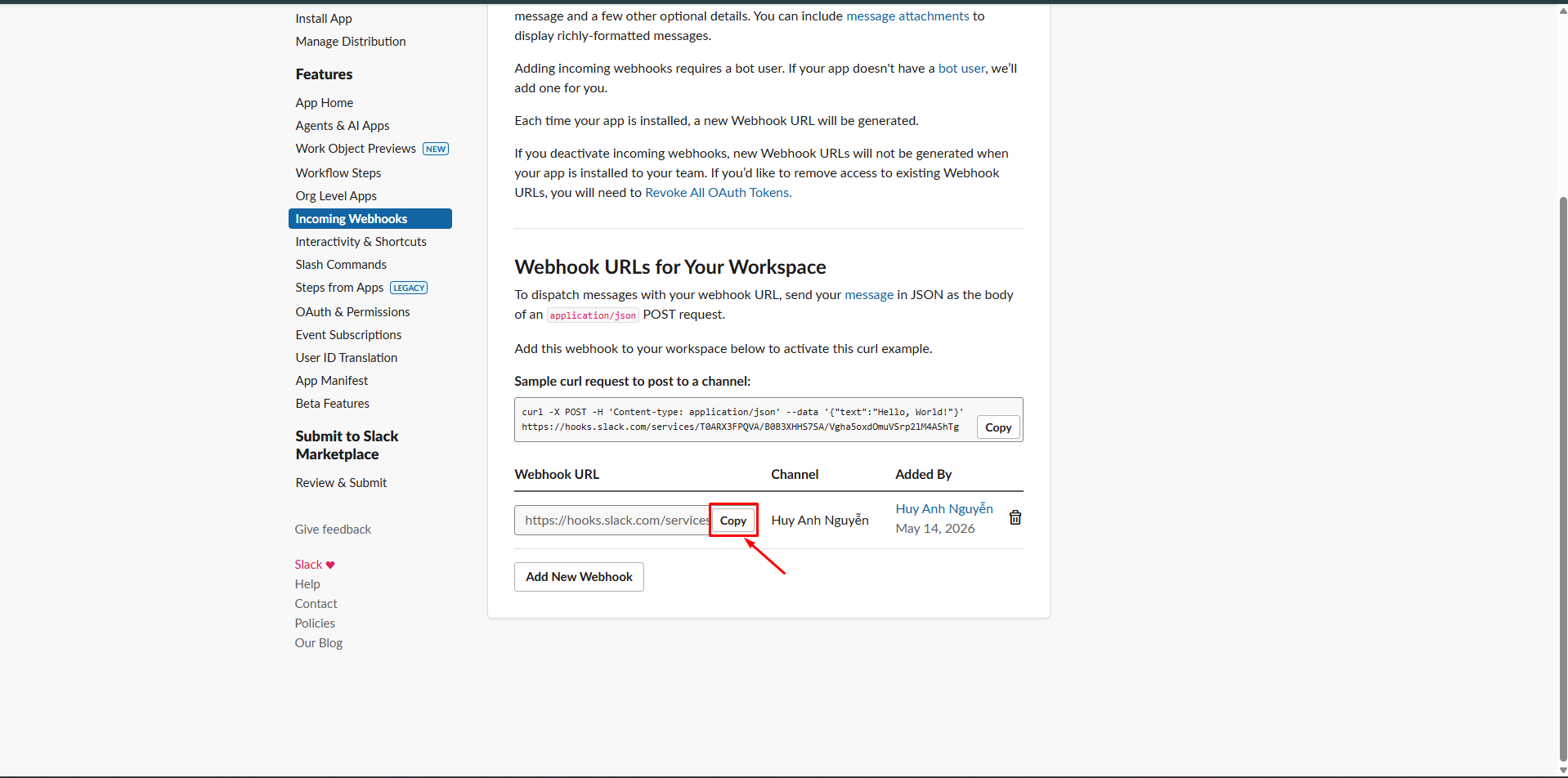 setup slack