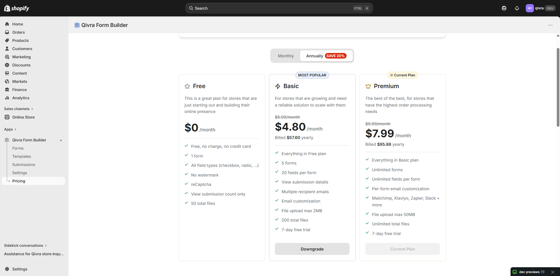 pricing plan