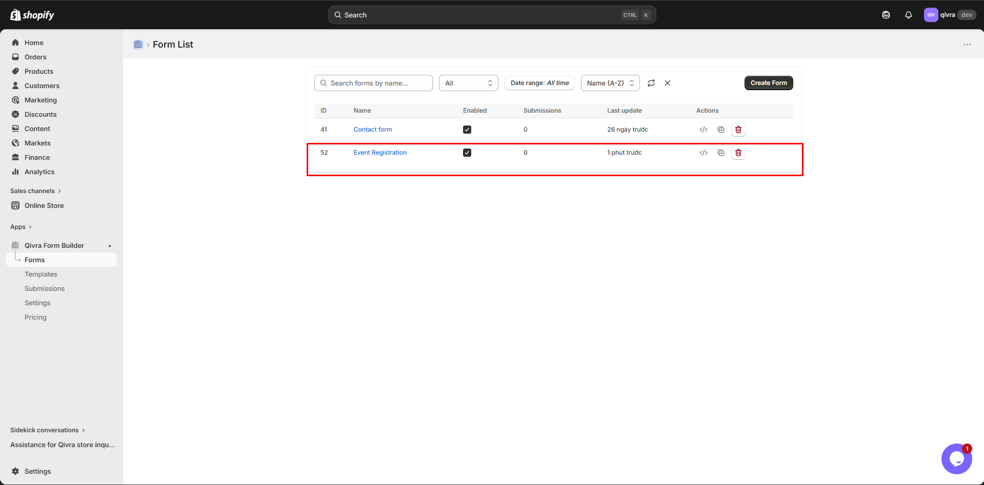 Create new form width AI