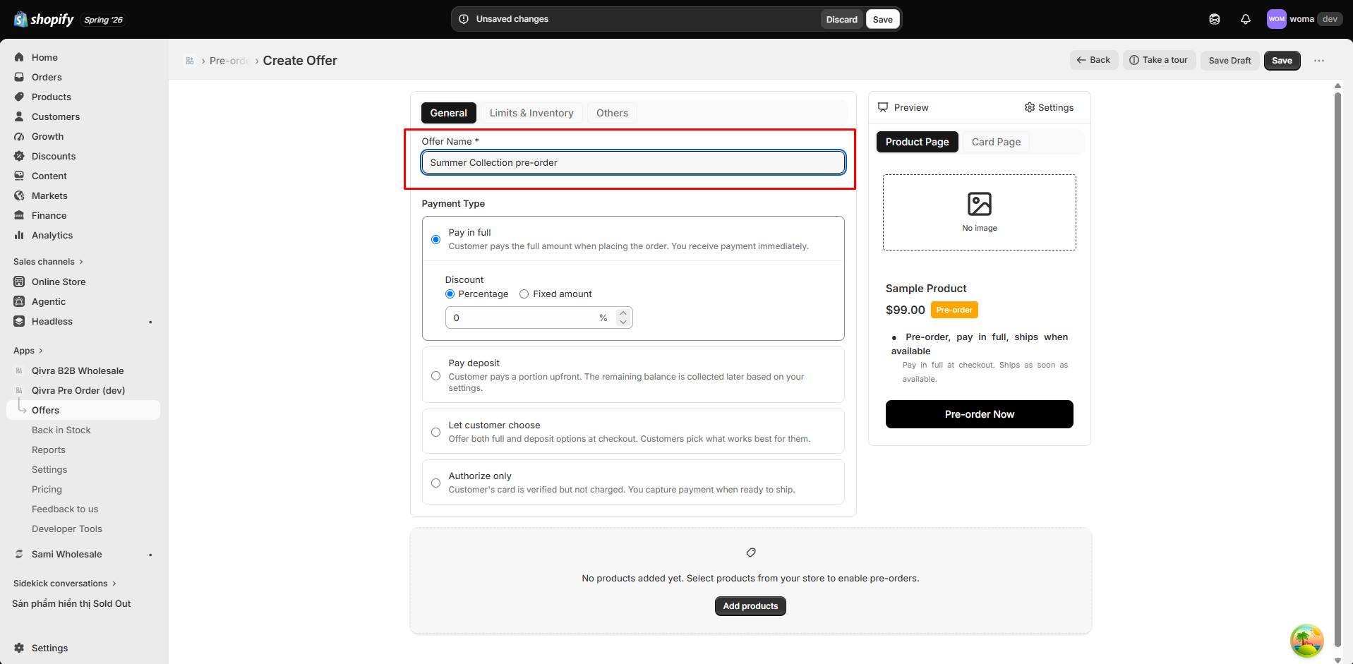 create offer